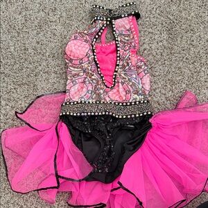 Glamour Pink and Black Dance Costume
